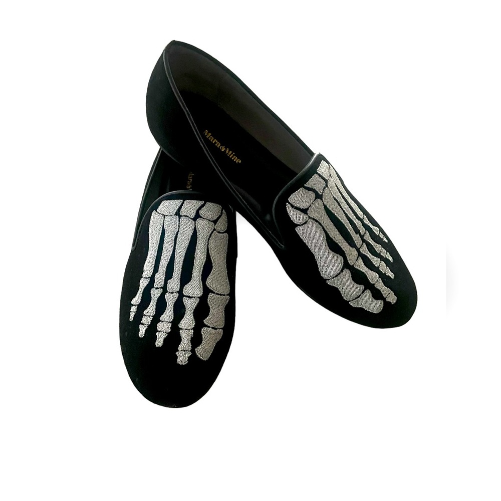 MARA & MINE Jem Skull Embroidered Skeleton Loafers